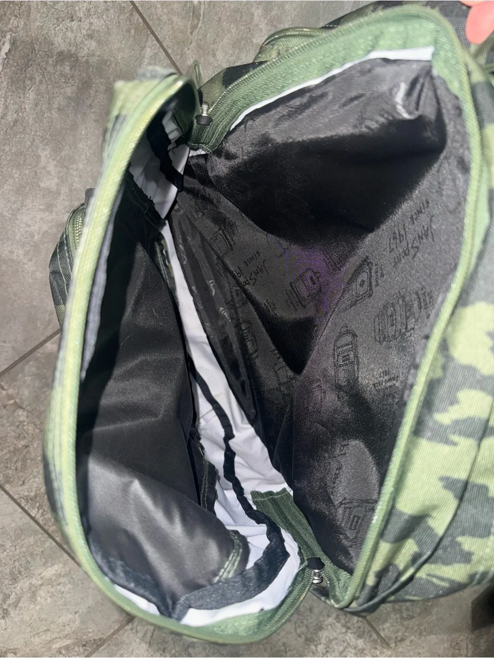 Jansport Green Camo Backpack Multi Zipper